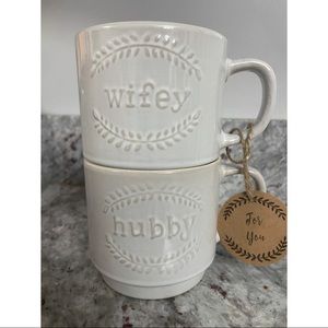 Stackable, Wifey/Hubby Newlywed Mugs